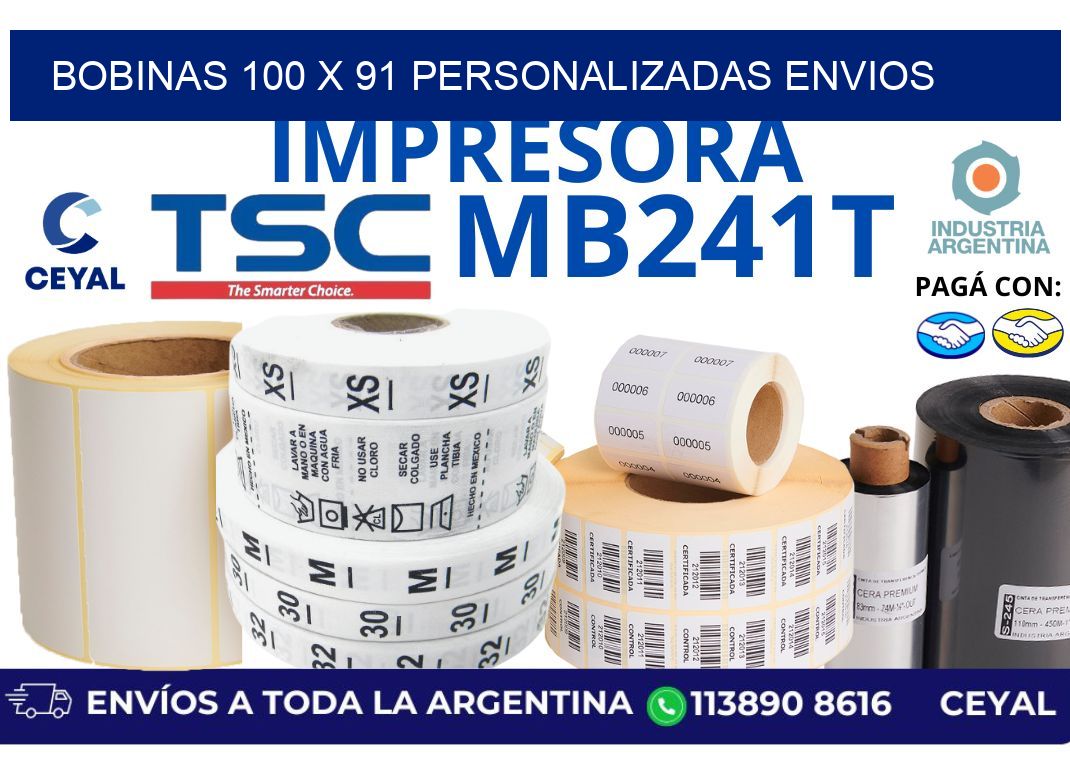 bobinas 100 x 91 personalizadas envios