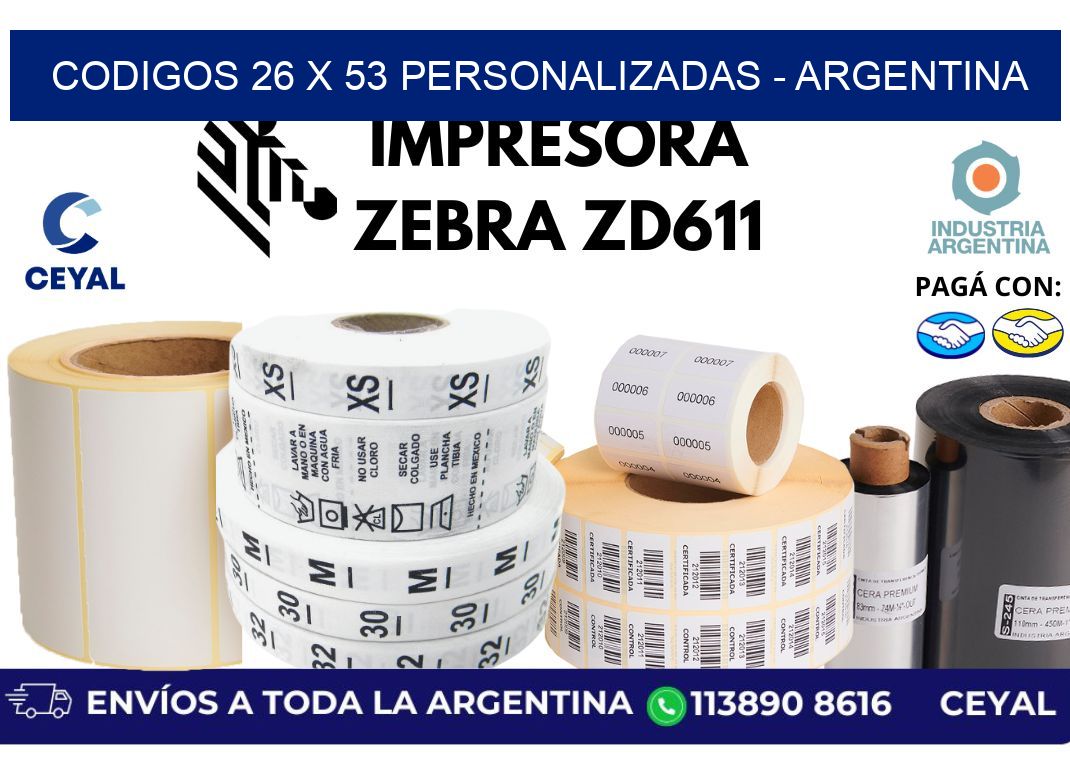 codigos 26 x 53 personalizadas - Argentina