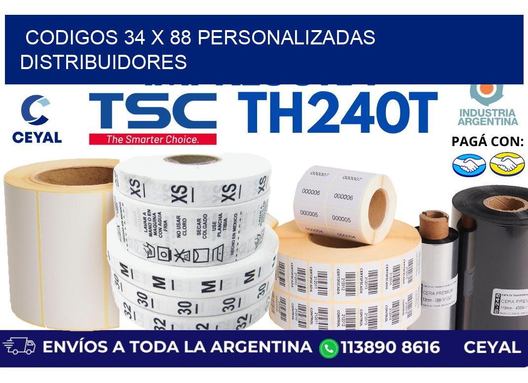 codigos 34 x 88 personalizadas distribuidores