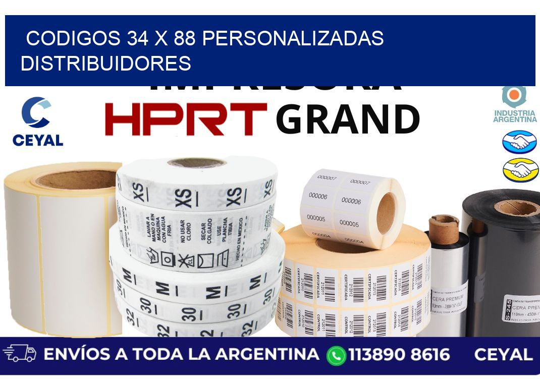 codigos 34 x 88 personalizadas distribuidores