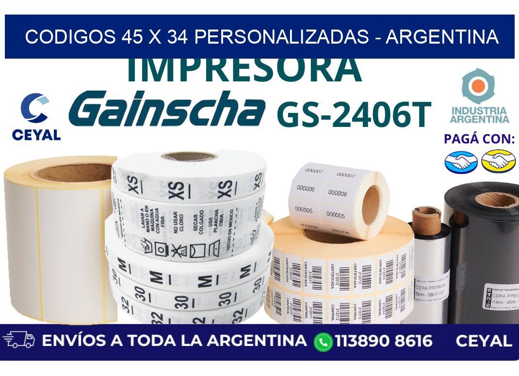 codigos 45 x 34 personalizadas – Argentina