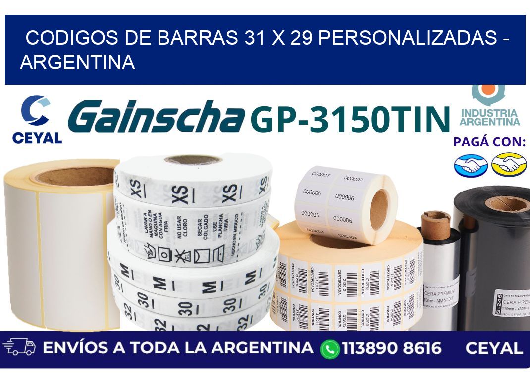 codigos de barras 31 x 29 personalizadas – Argentina