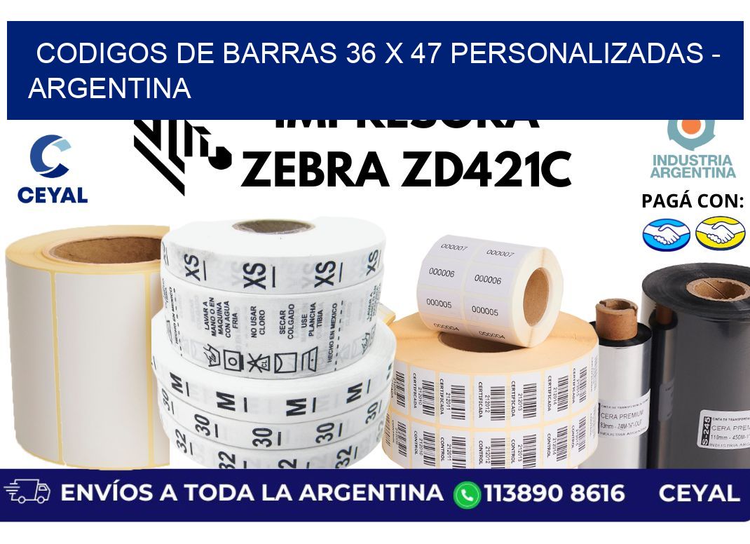 codigos de barras 36 x 47 personalizadas - Argentina