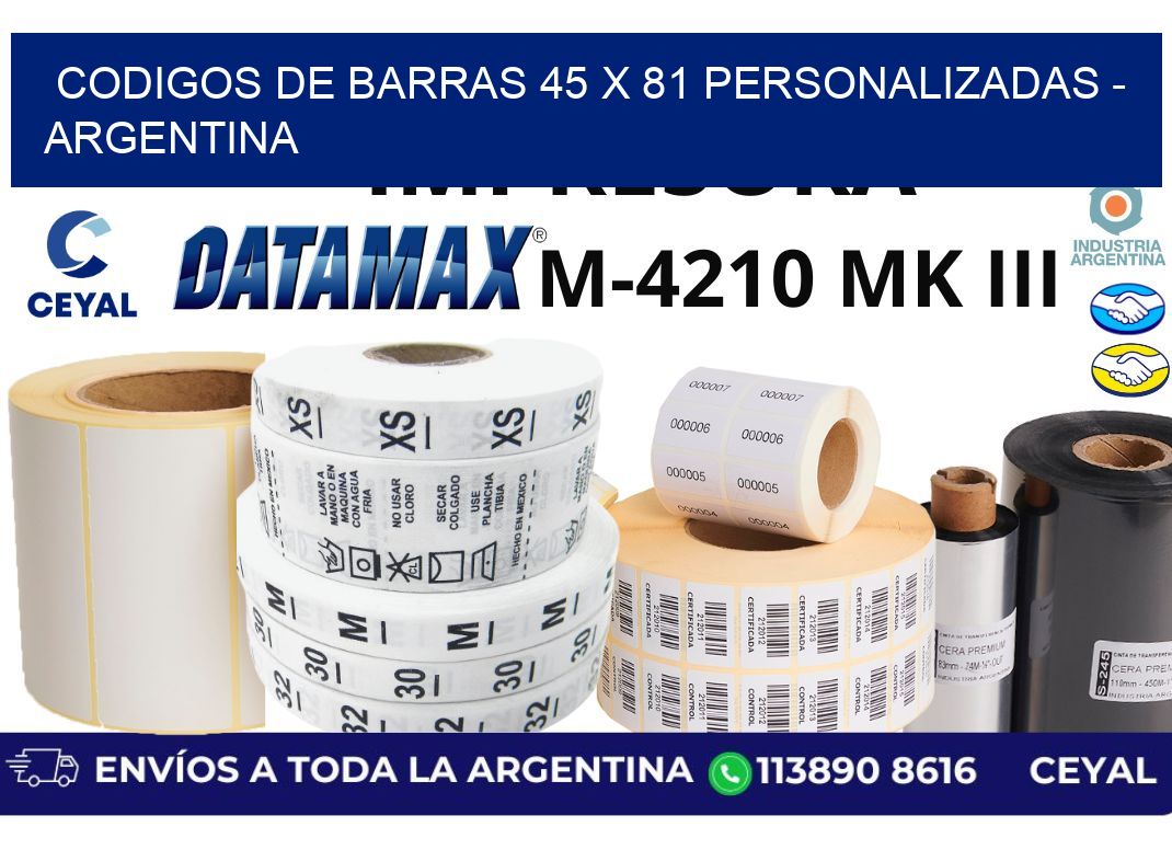 codigos de barras 45 x 81 personalizadas - Argentina