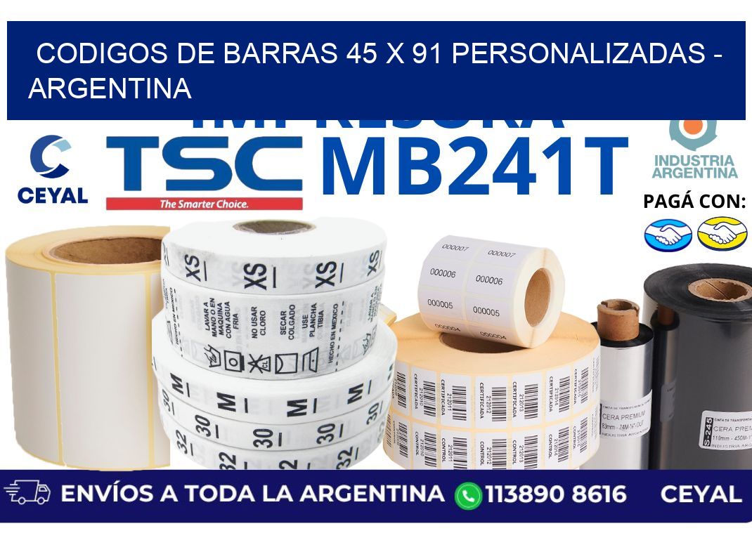 codigos de barras 45 x 91 personalizadas - Argentina