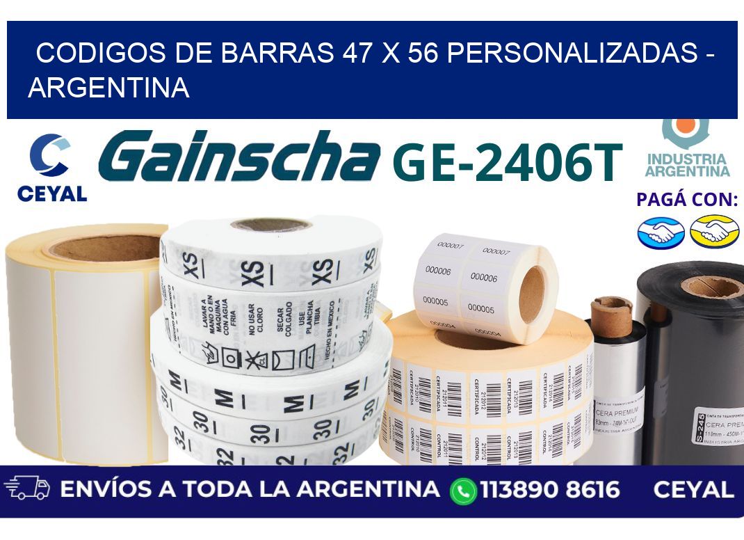 codigos de barras 47 x 56 personalizadas - Argentina