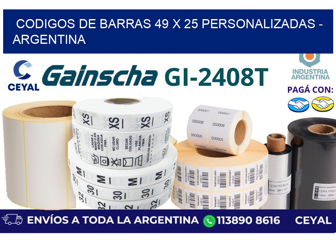 codigos de barras 49 x 25 personalizadas - Argentina