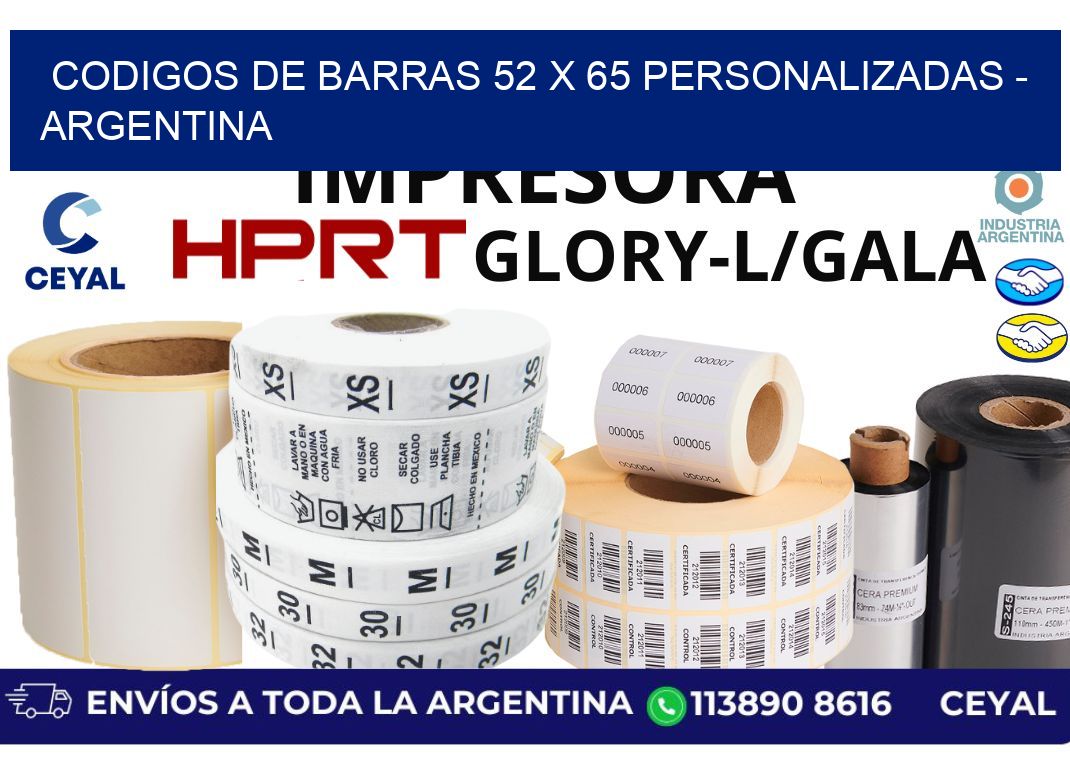 codigos de barras 52 x 65 personalizadas - Argentina