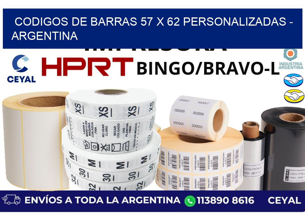 codigos de barras 57 x 62 personalizadas - Argentina
