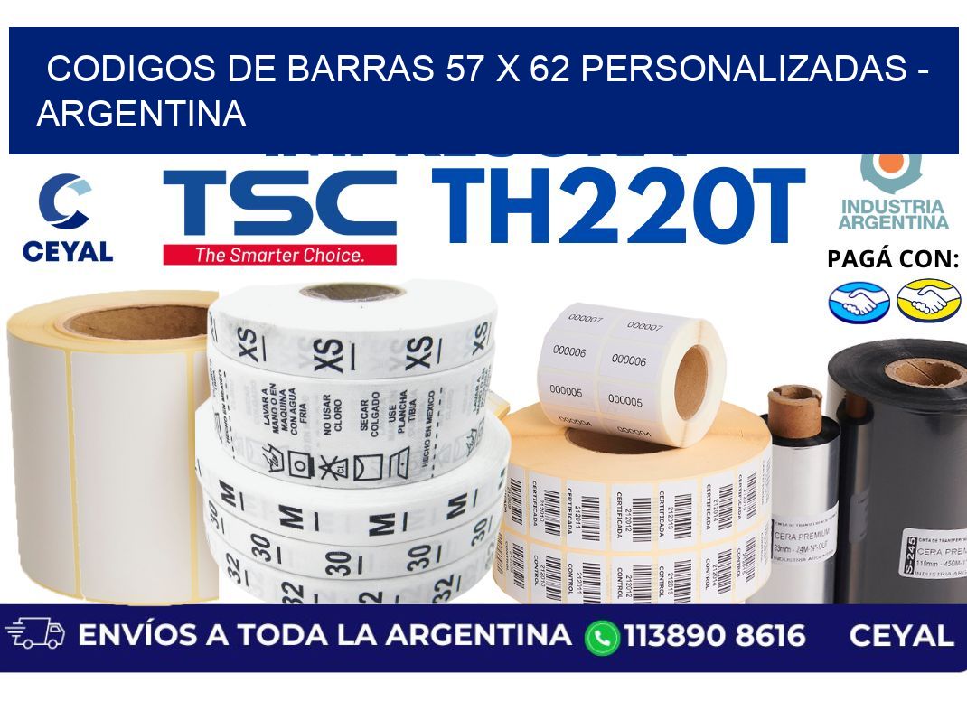 codigos de barras 57 x 62 personalizadas - Argentina