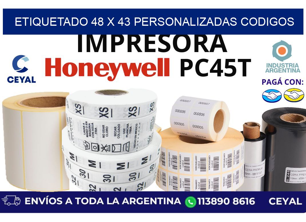 etiquetado 48 x 43 personalizadas codigos