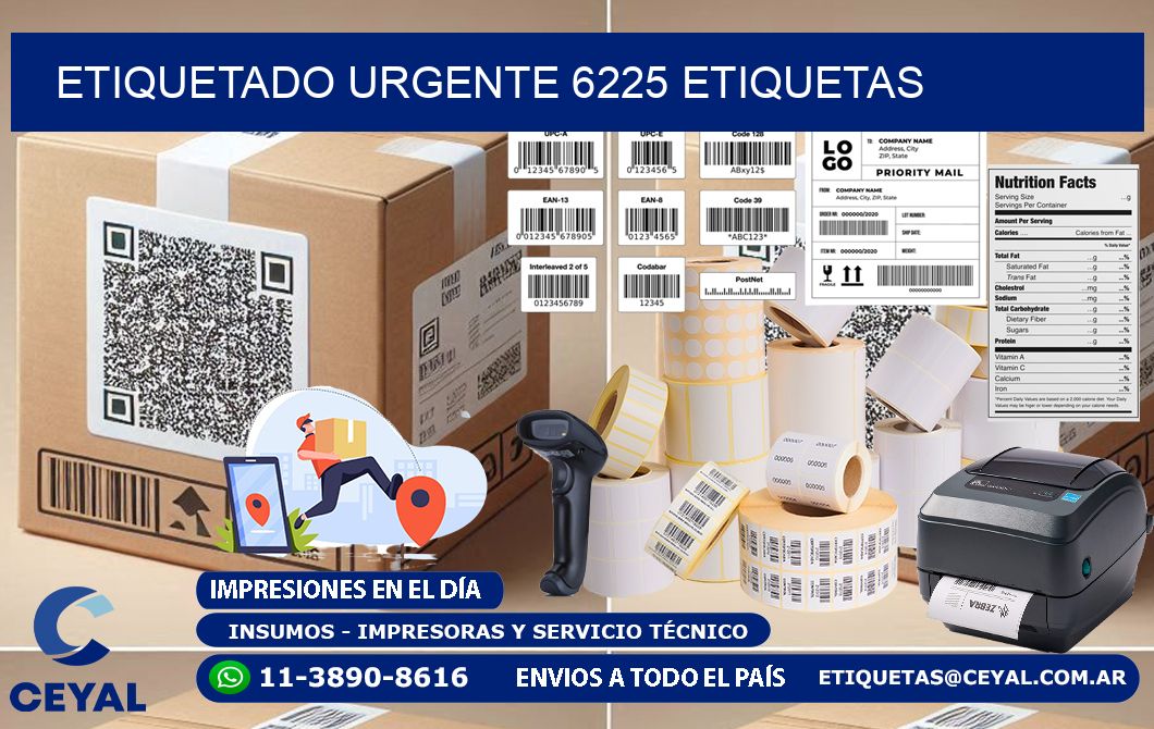etiquetado urgente 6225 etiquetas