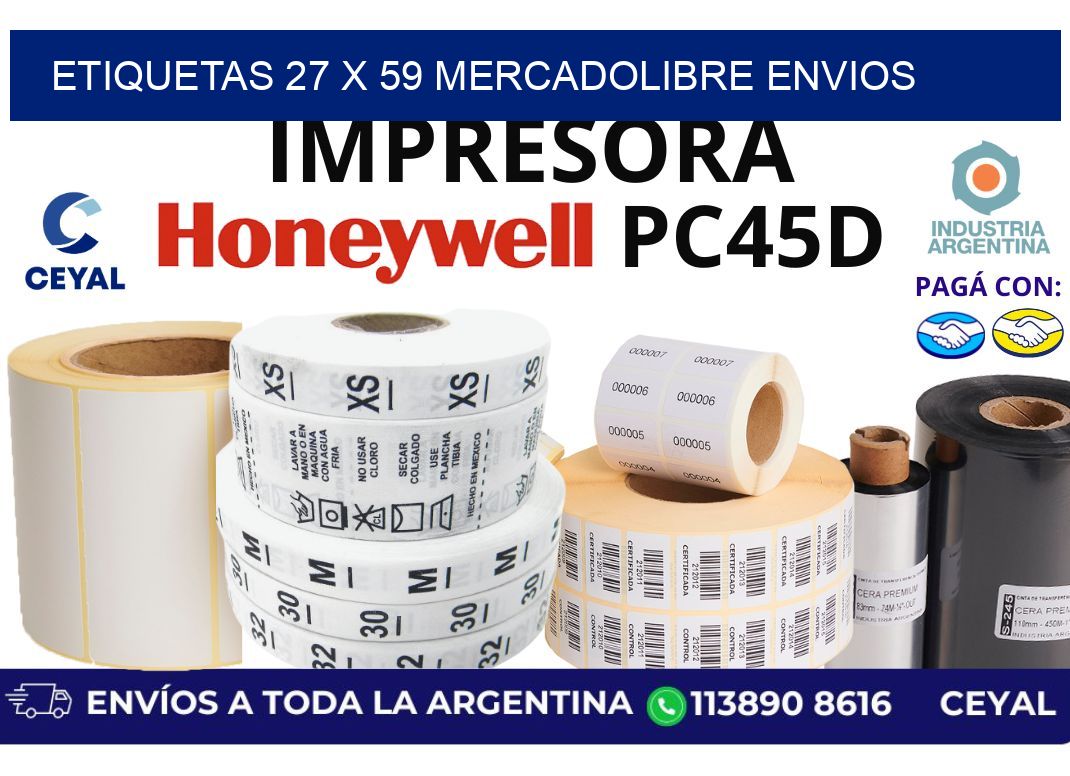 etiquetas 27 x 59 mercadolibre envios