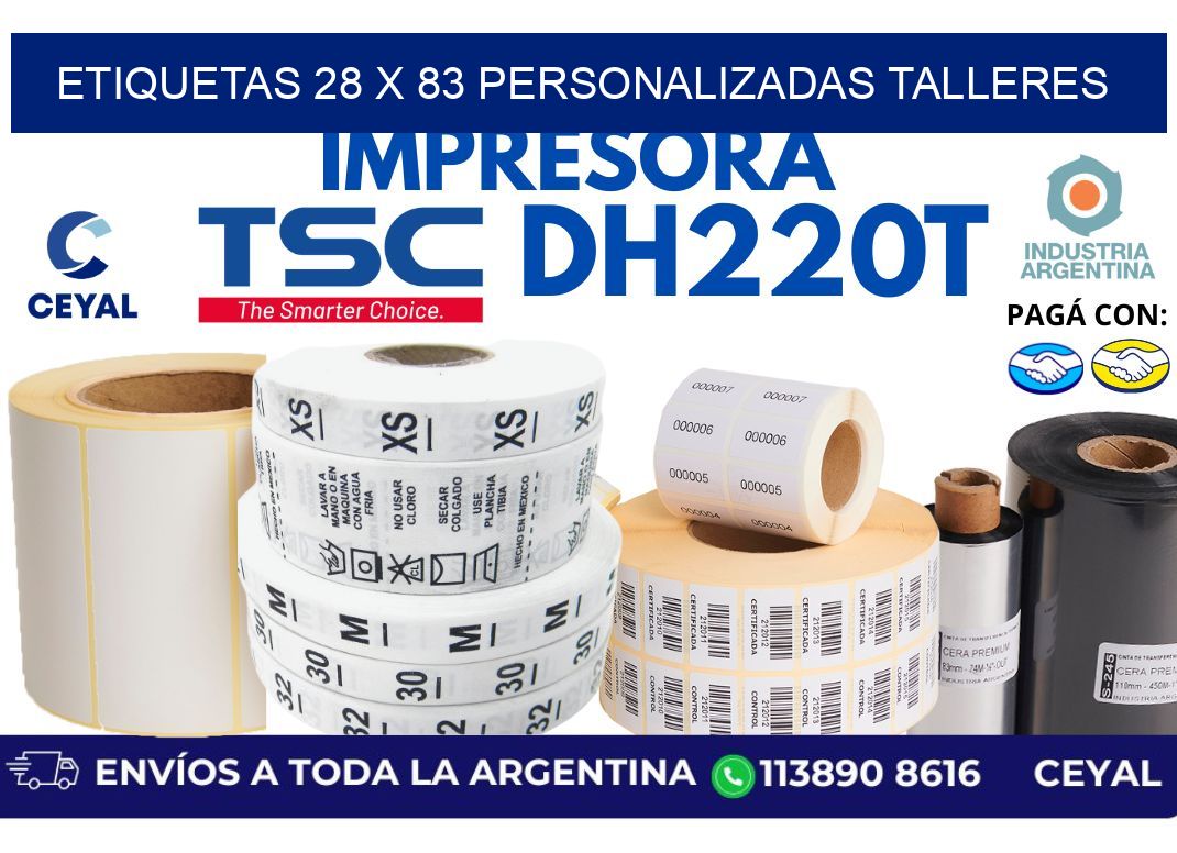 etiquetas 28 x 83 personalizadas talleres