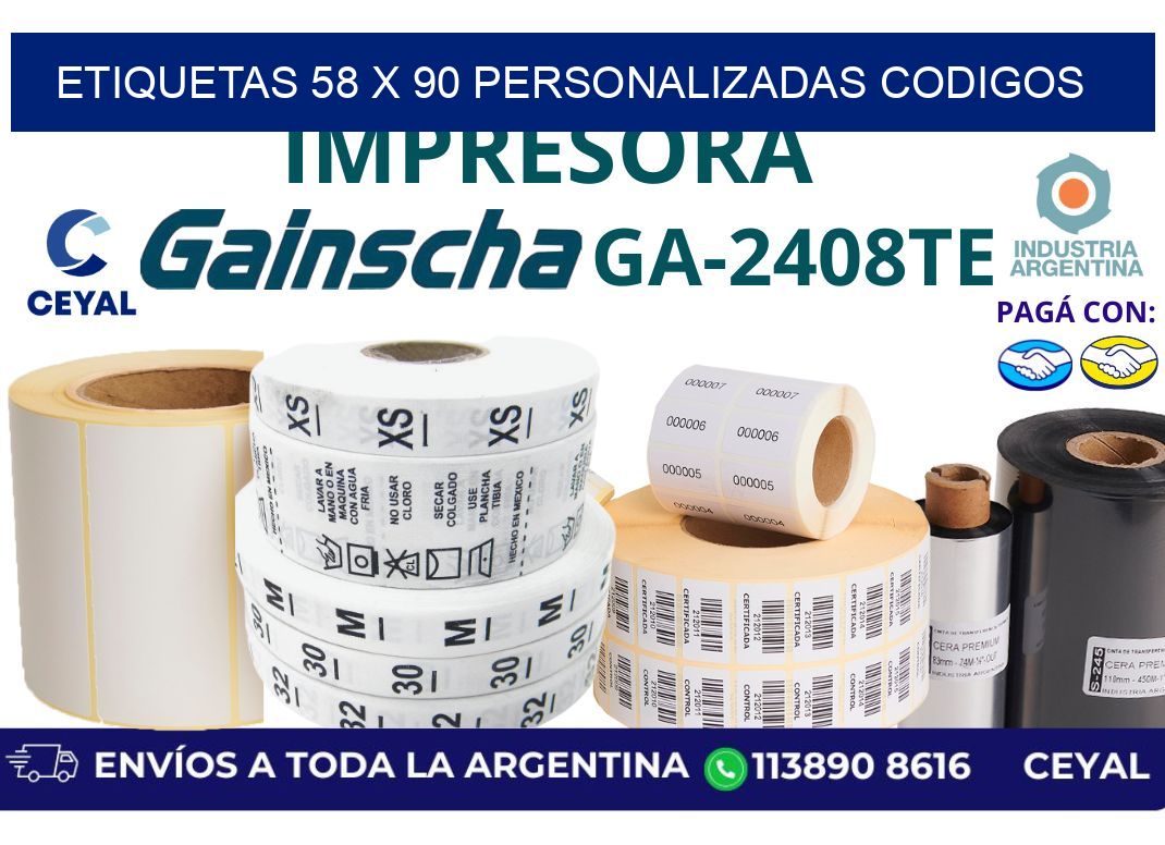 etiquetas 58 x 90 personalizadas codigos