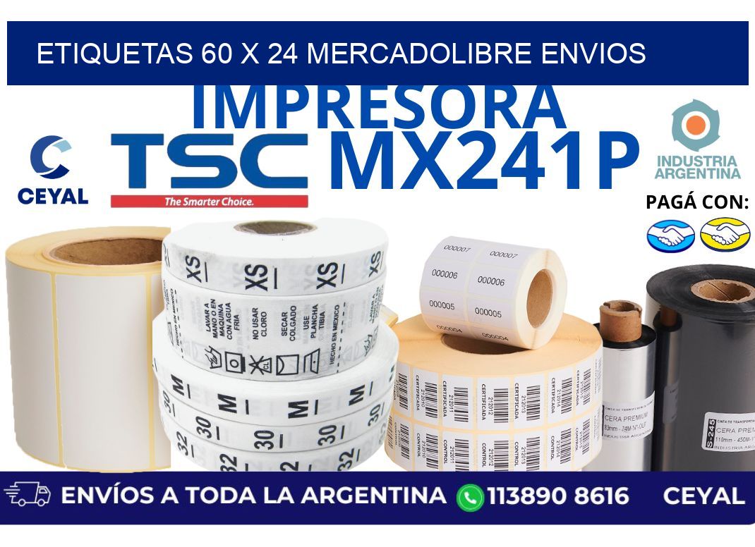 etiquetas 60 x 24 mercadolibre envios