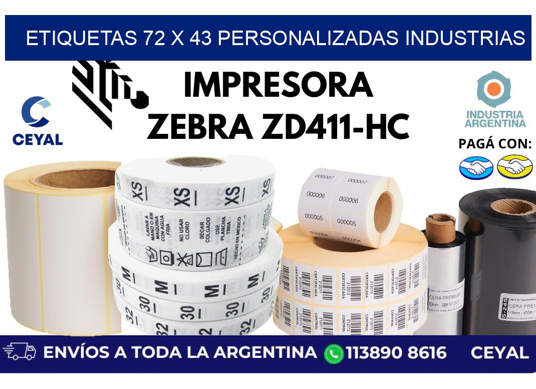 etiquetas 72 x 43 personalizadas industrias