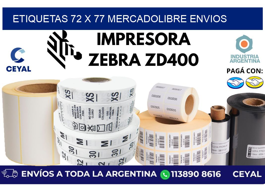 etiquetas 72 x 77 mercadolibre envios