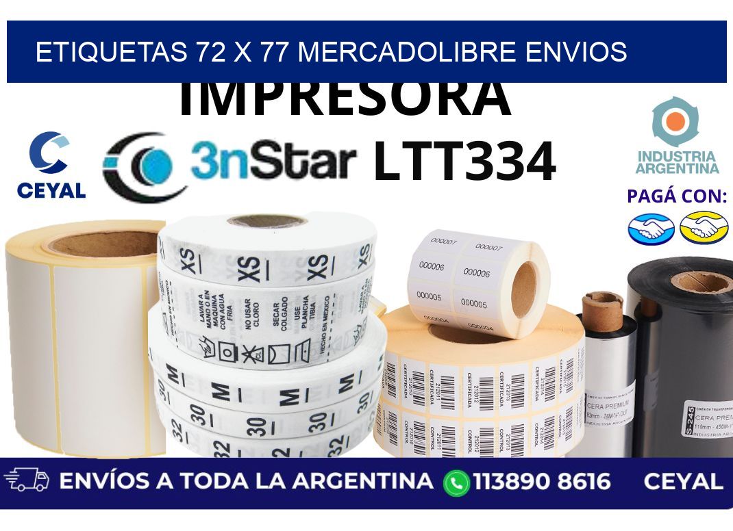 etiquetas 72 x 77 mercadolibre envios