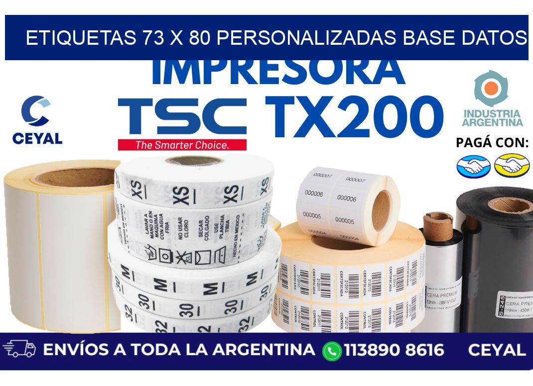 etiquetas 73 x 80 personalizadas base datos