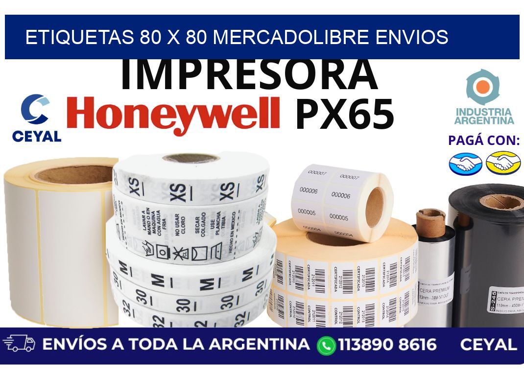 etiquetas 80 x 80 mercadolibre envios