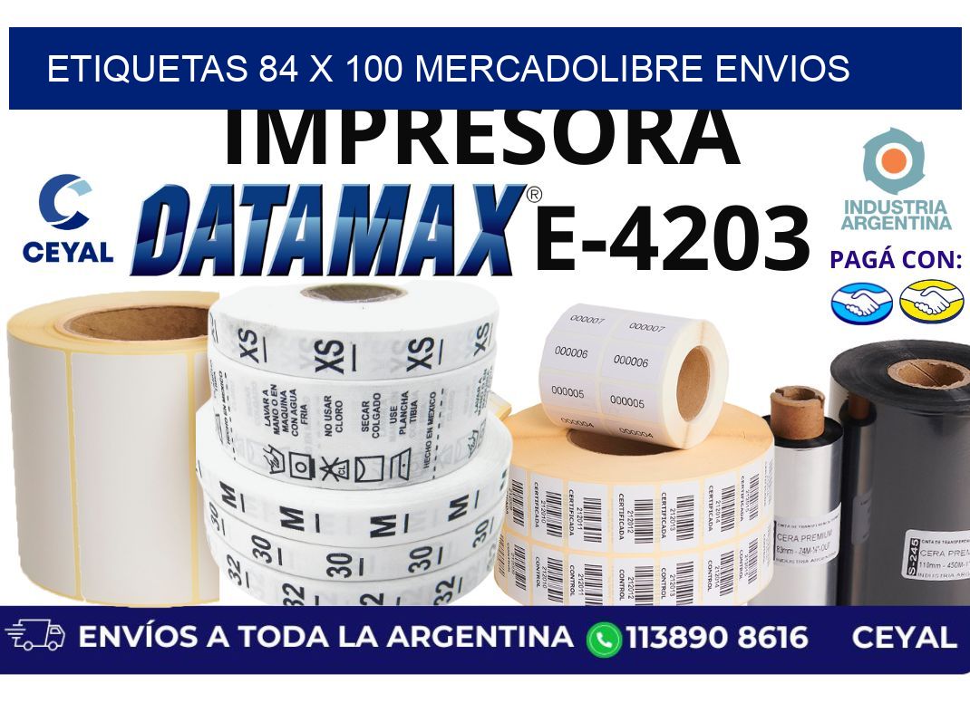 etiquetas 84 x 100 mercadolibre envios