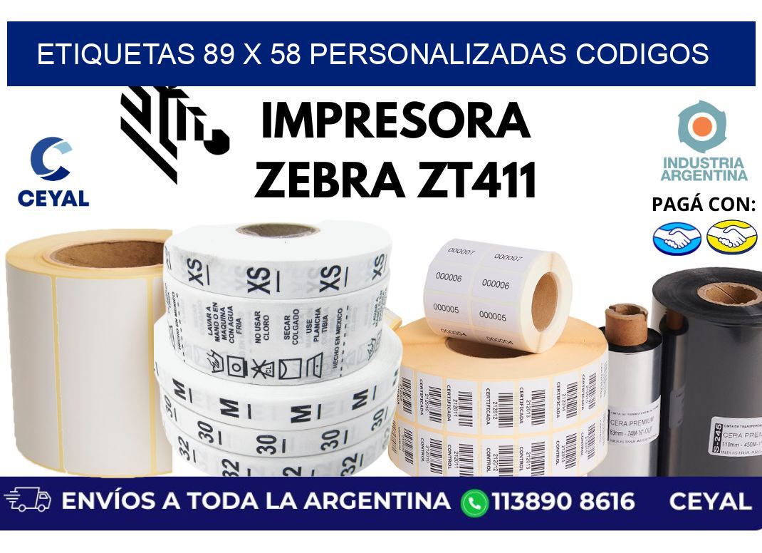 etiquetas 89 x 58 personalizadas codigos