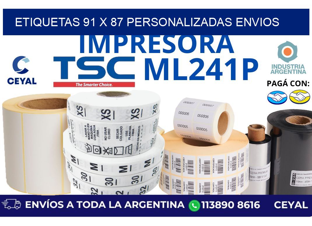 etiquetas 91 x 87 personalizadas envios