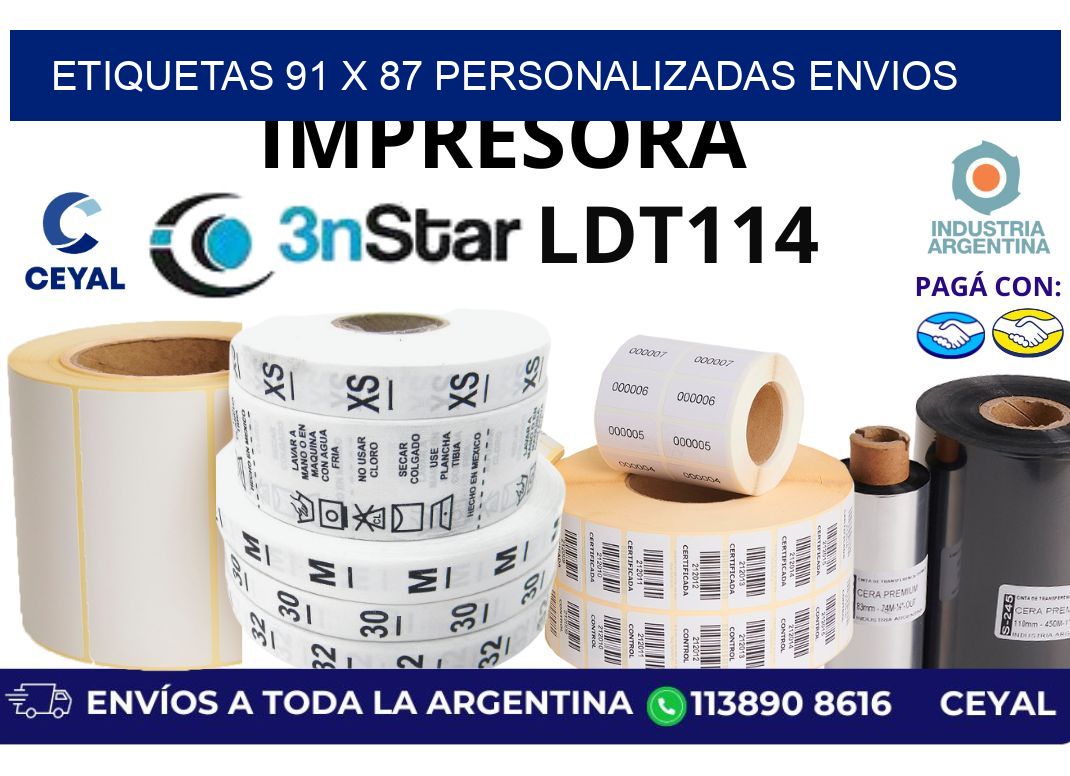etiquetas 91 x 87 personalizadas envios