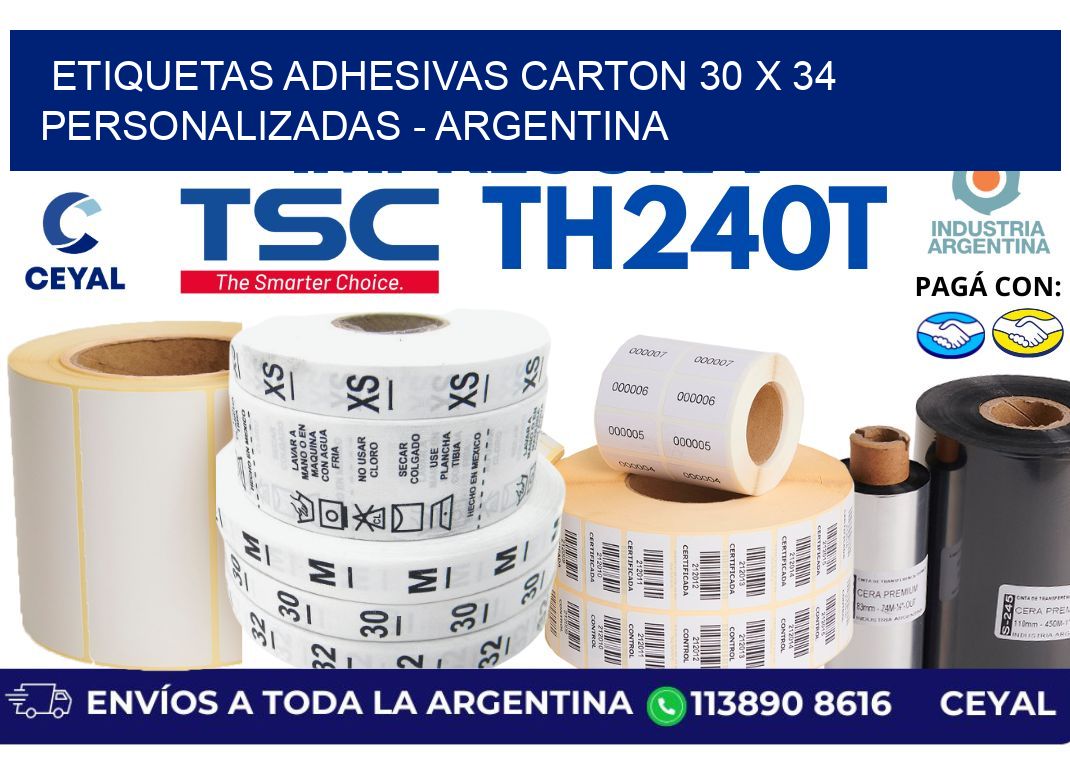 etiquetas adhesivas carton 30 x 34 personalizadas - Argentina