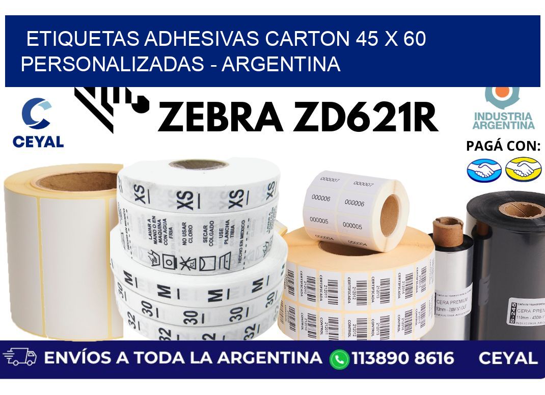 etiquetas adhesivas carton 45 x 60 personalizadas - Argentina