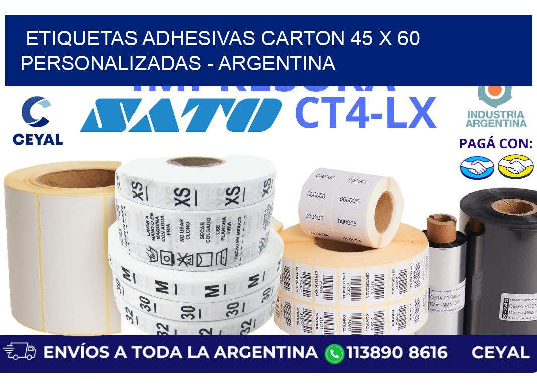 etiquetas adhesivas carton 45 x 60 personalizadas - Argentina