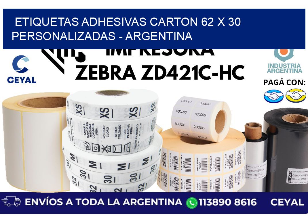 etiquetas adhesivas carton 62 x 30 personalizadas - Argentina