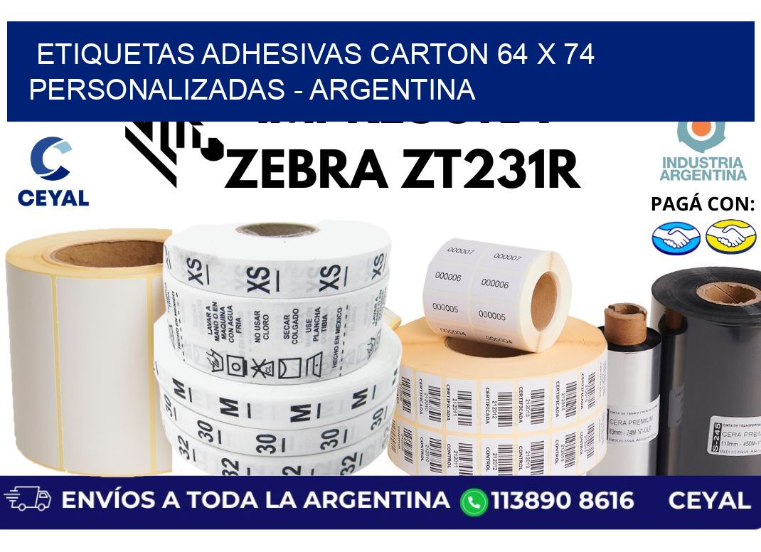 etiquetas adhesivas carton 64 x 74 personalizadas - Argentina