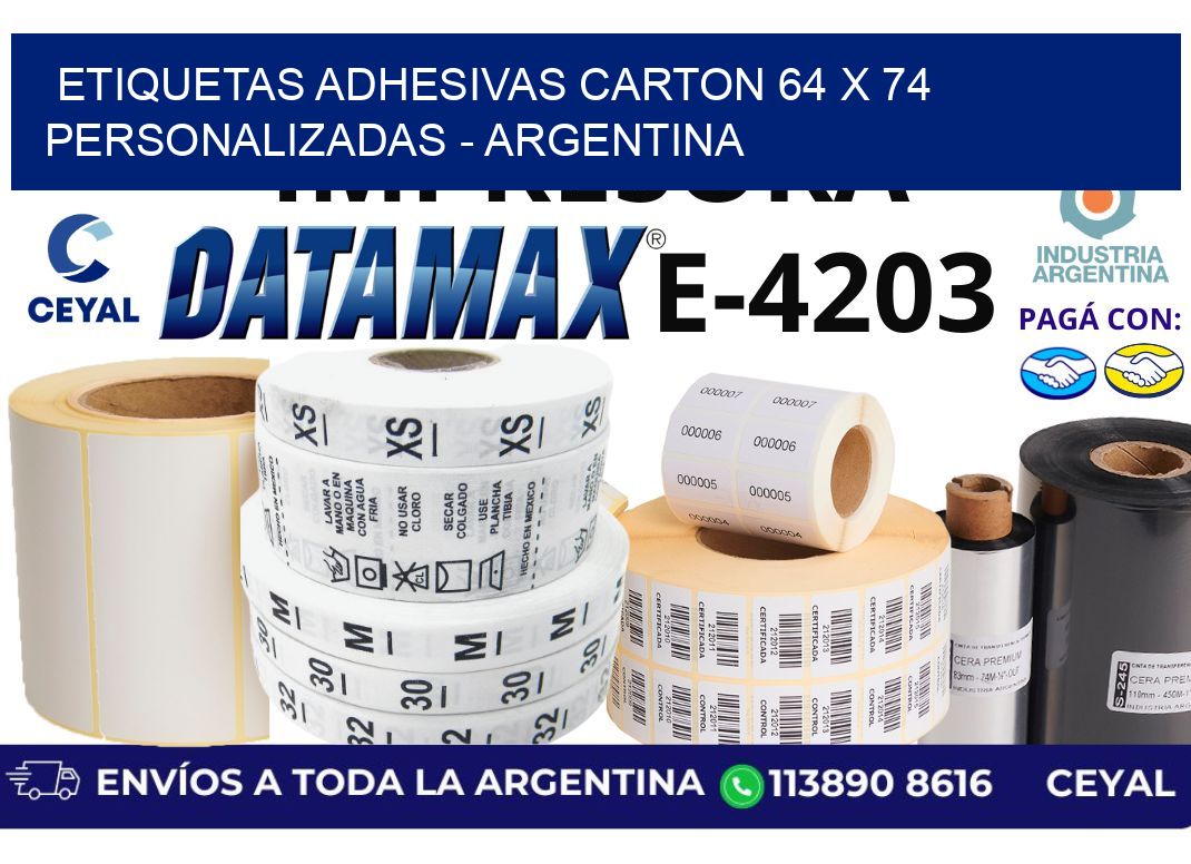etiquetas adhesivas carton 64 x 74 personalizadas - Argentina