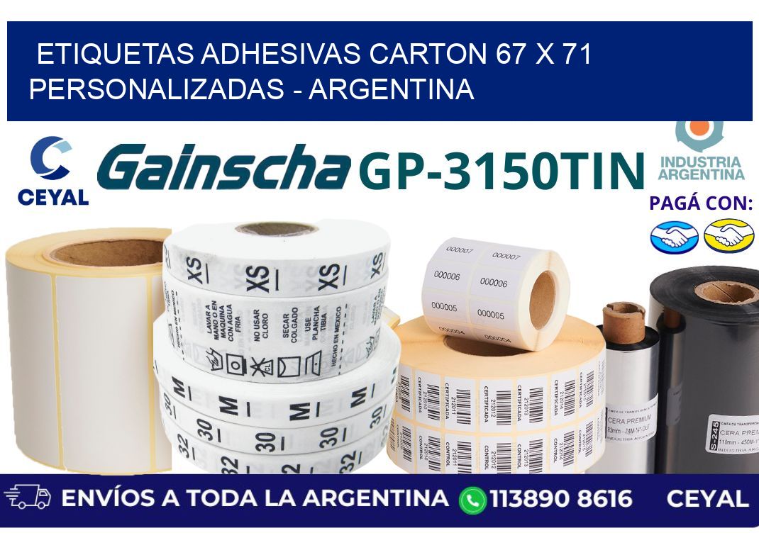 etiquetas adhesivas carton 67 x 71 personalizadas - Argentina