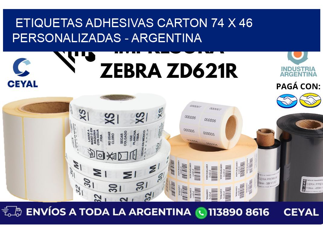 etiquetas adhesivas carton 74 x 46 personalizadas - Argentina