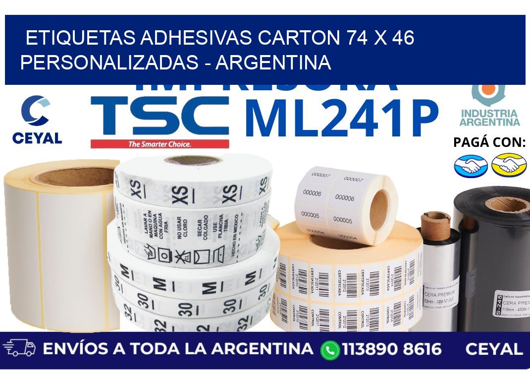 etiquetas adhesivas carton 74 x 46 personalizadas - Argentina