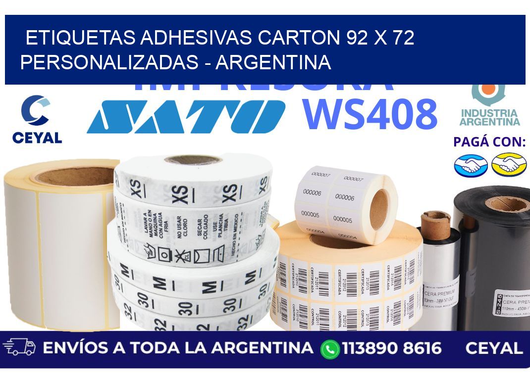 etiquetas adhesivas carton 92 x 72 personalizadas - Argentina