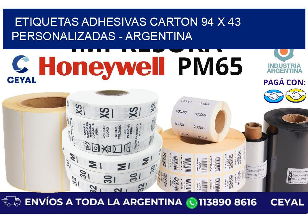 etiquetas adhesivas carton 94 x 43 personalizadas - Argentina