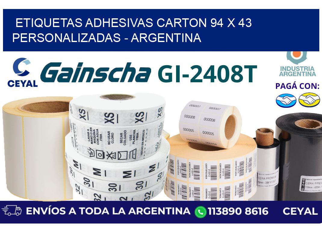 etiquetas adhesivas carton 94 x 43 personalizadas - Argentina