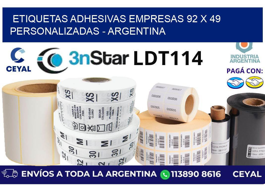etiquetas adhesivas empresas 92 x 49 personalizadas - Argentina