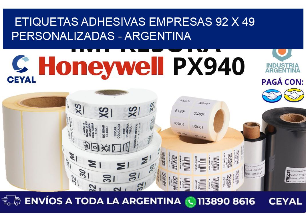 etiquetas adhesivas empresas 92 x 49 personalizadas - Argentina