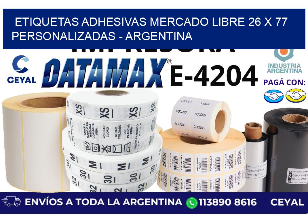 etiquetas adhesivas mercado libre 26 x 77 personalizadas - Argentina