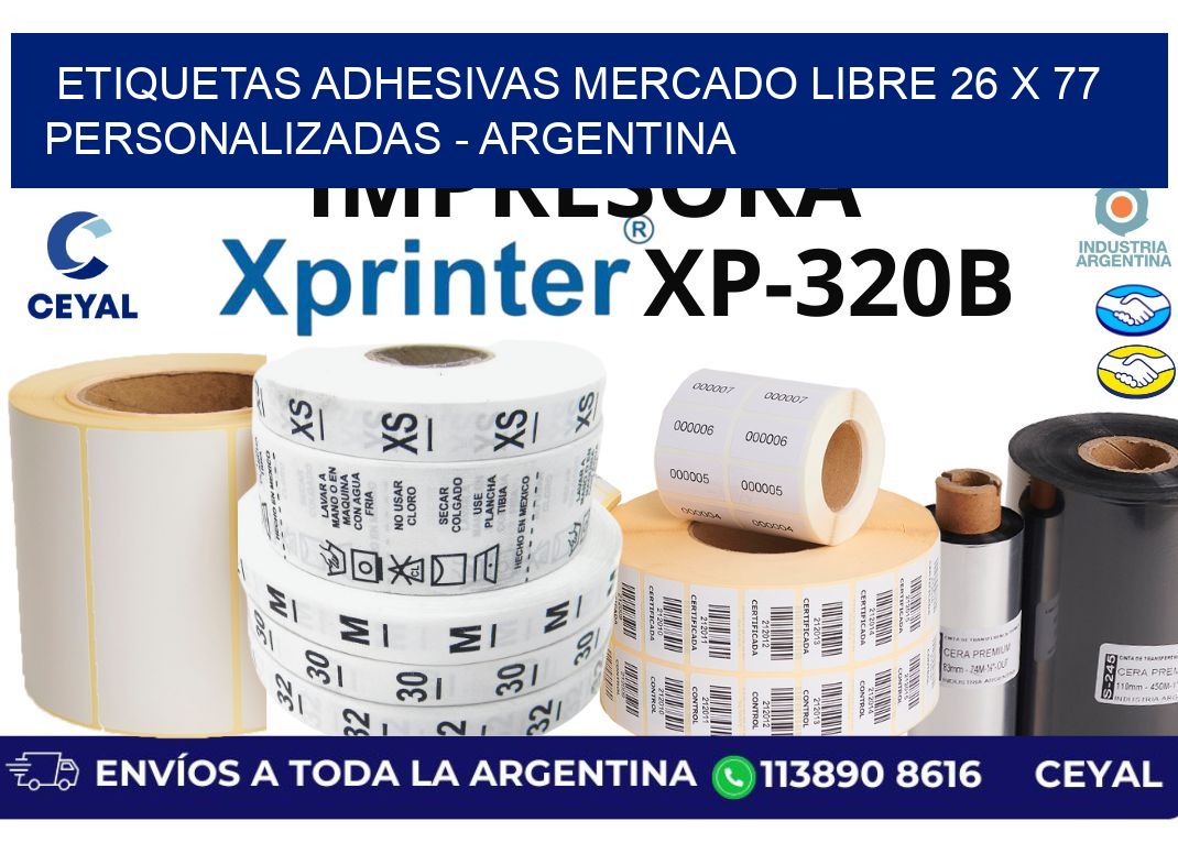 etiquetas adhesivas mercado libre 26 x 77 personalizadas - Argentina