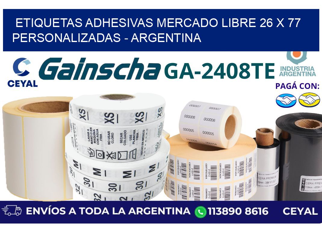 etiquetas adhesivas mercado libre 26 x 77 personalizadas – Argentina