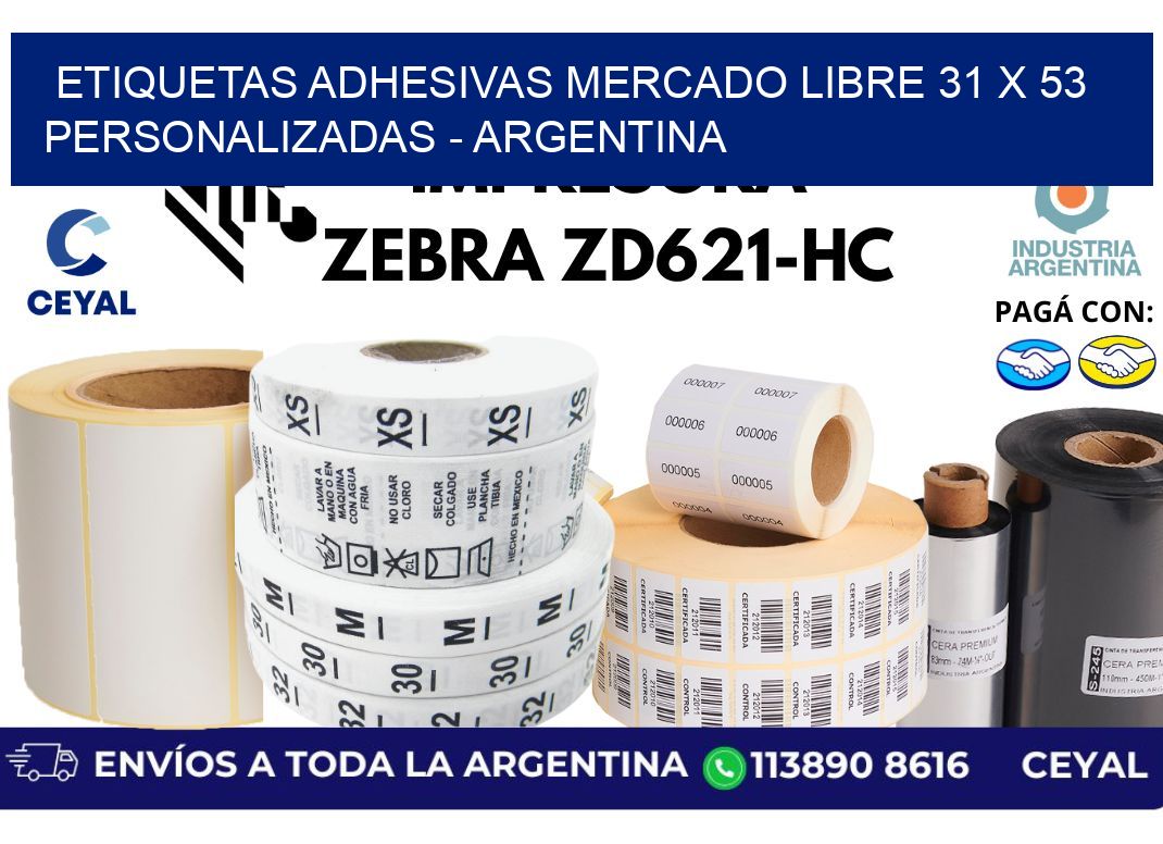 etiquetas adhesivas mercado libre 31 x 53 personalizadas - Argentina