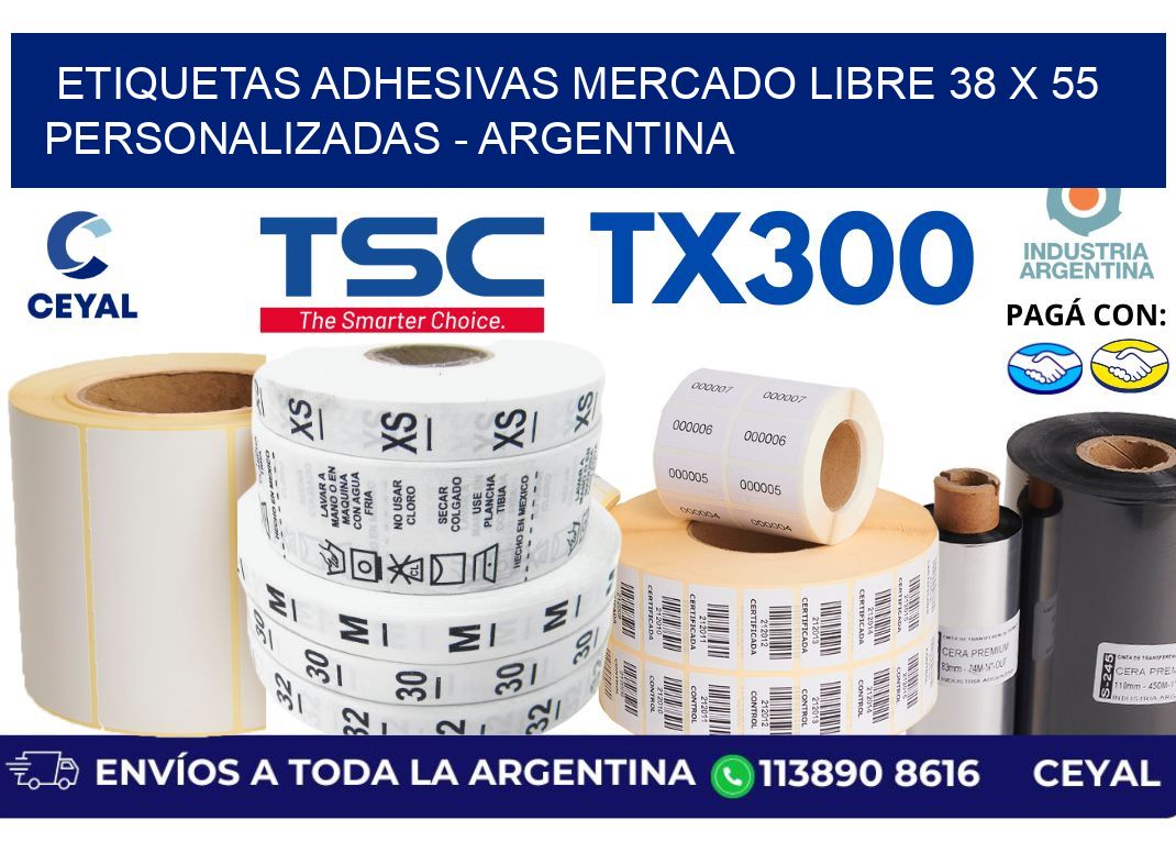 etiquetas adhesivas mercado libre 38 x 55 personalizadas – Argentina