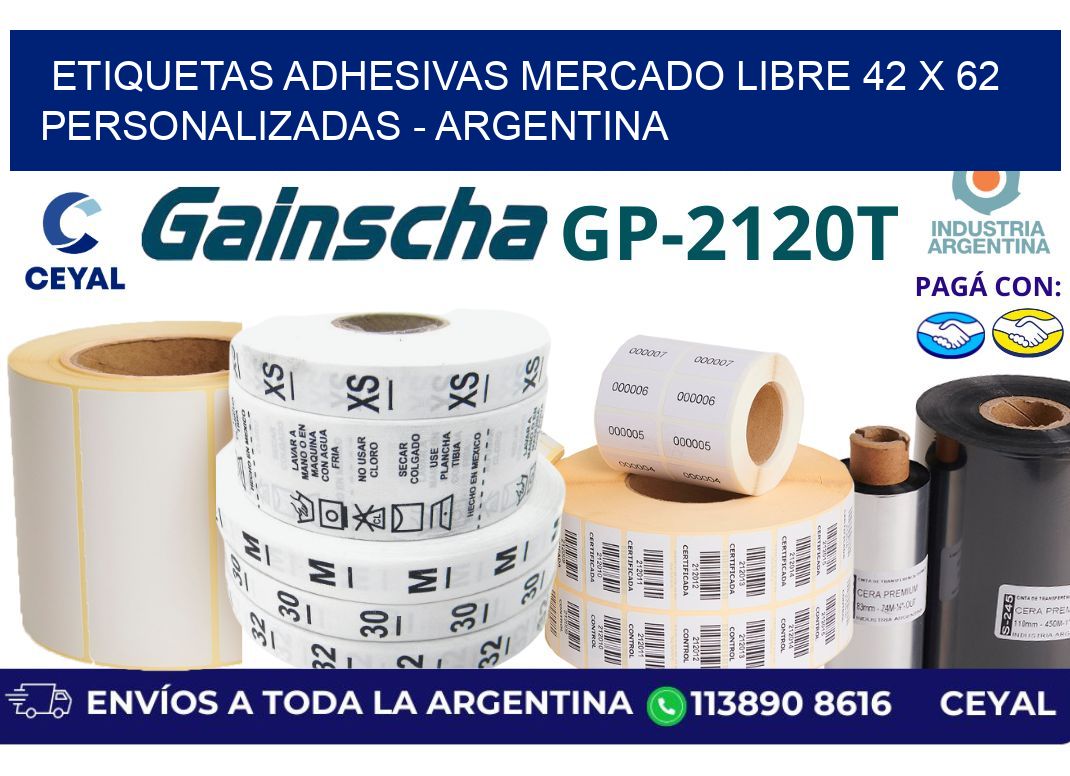 etiquetas adhesivas mercado libre 42 x 62 personalizadas - Argentina