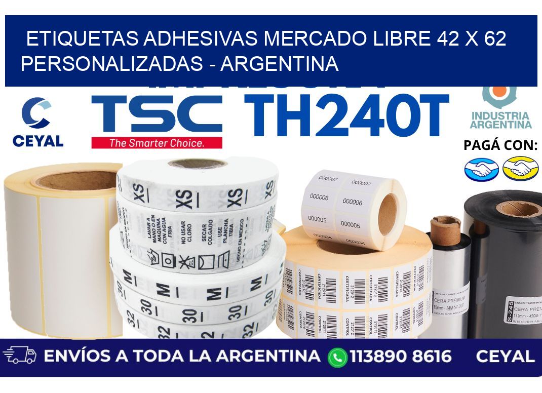 etiquetas adhesivas mercado libre 42 x 62 personalizadas – Argentina